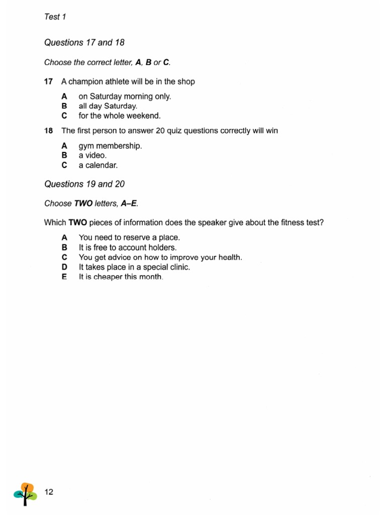 LISTENING Multiple Choice Questions PDF
