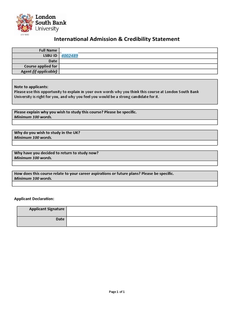 Lsbu sops pdf career growth