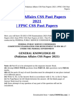 Pakistan Affairs CSS Past Papers 2021 - FPSC CSS Past Papers