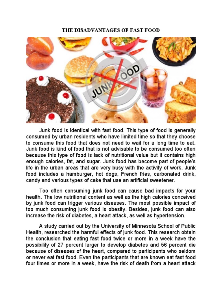 The Disadvantages of Fast Food PDF Foods Junk Food