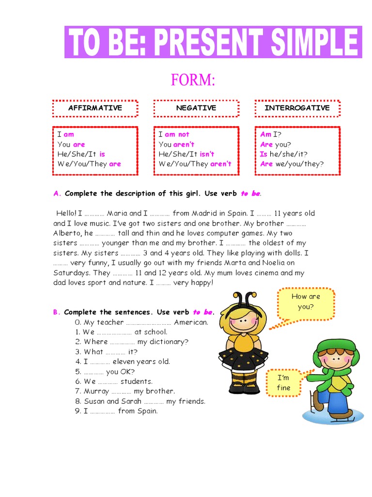 Verb To Be Simple Present Fun Activities Games Warmers Coolers 7890 PDF