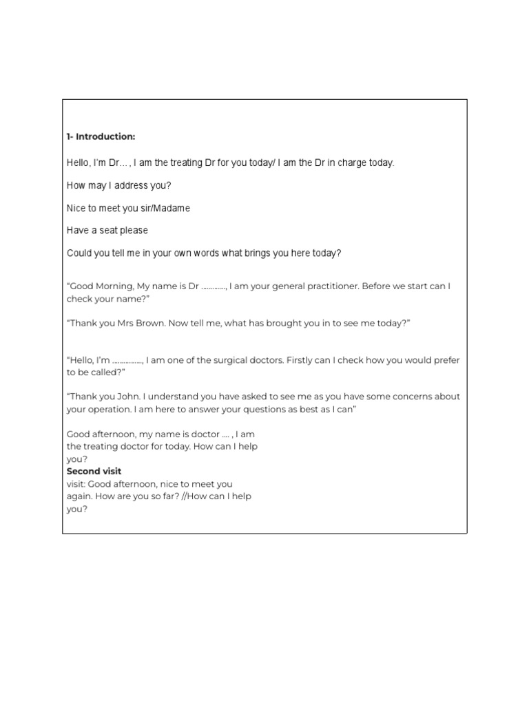 OET Speaking Phrases for Nurses | PDF | Sleep | Health Sciences