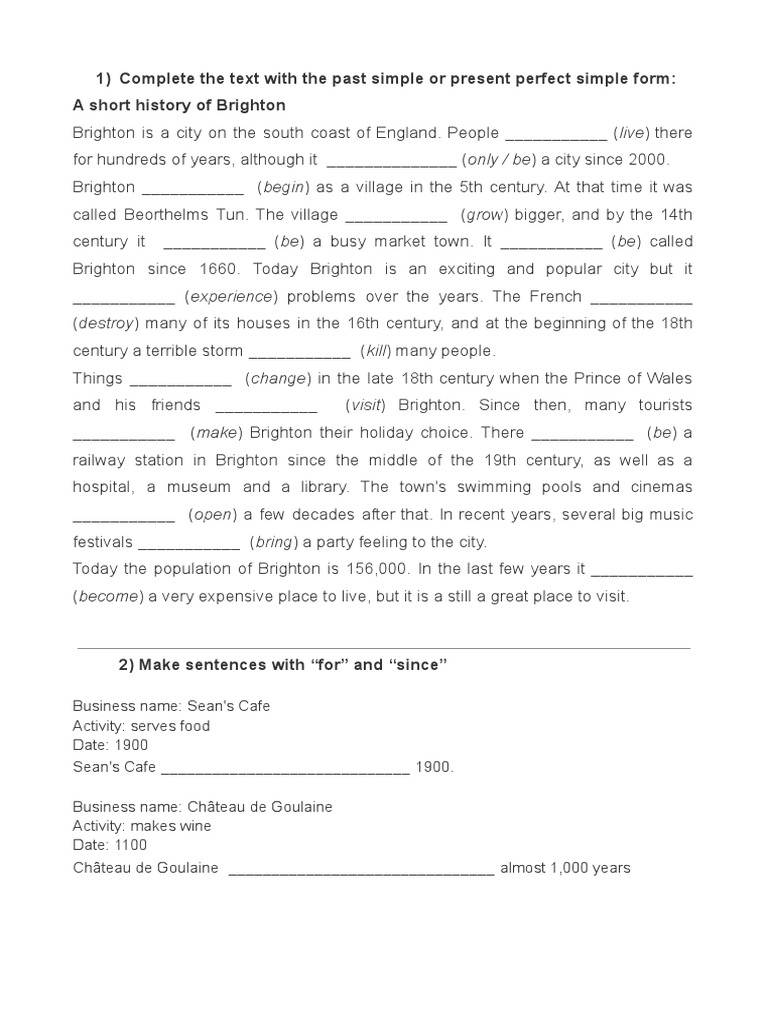 PRESENT PERFECT VS PAST SIMPLE EXERCISES PDF AGENDAWEB visual data 2