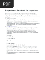 Properties of Relational Decomposition