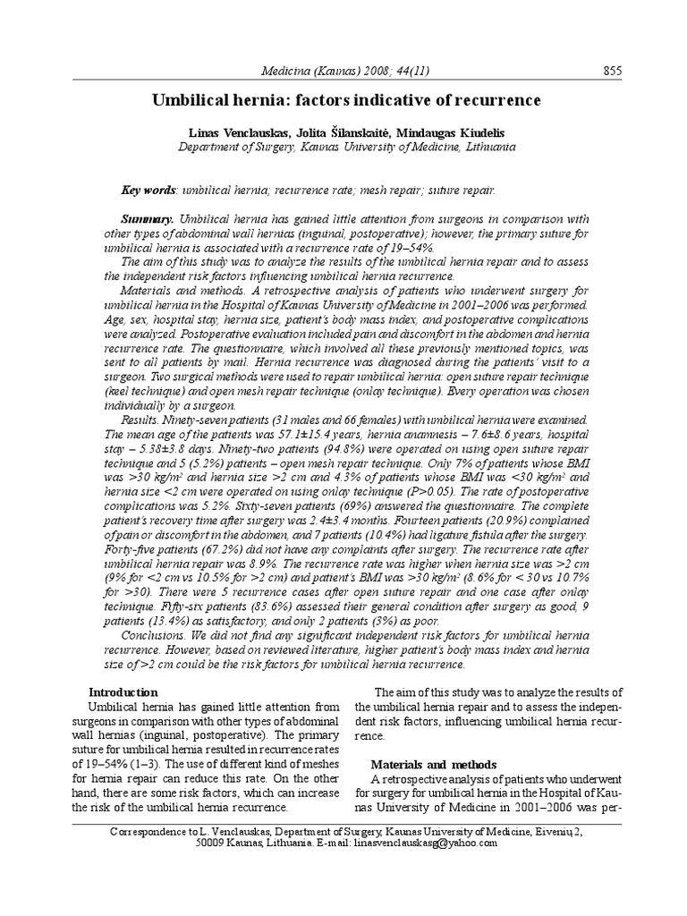 Good Umbilical Hernia PDF Surgery Body Mass Index