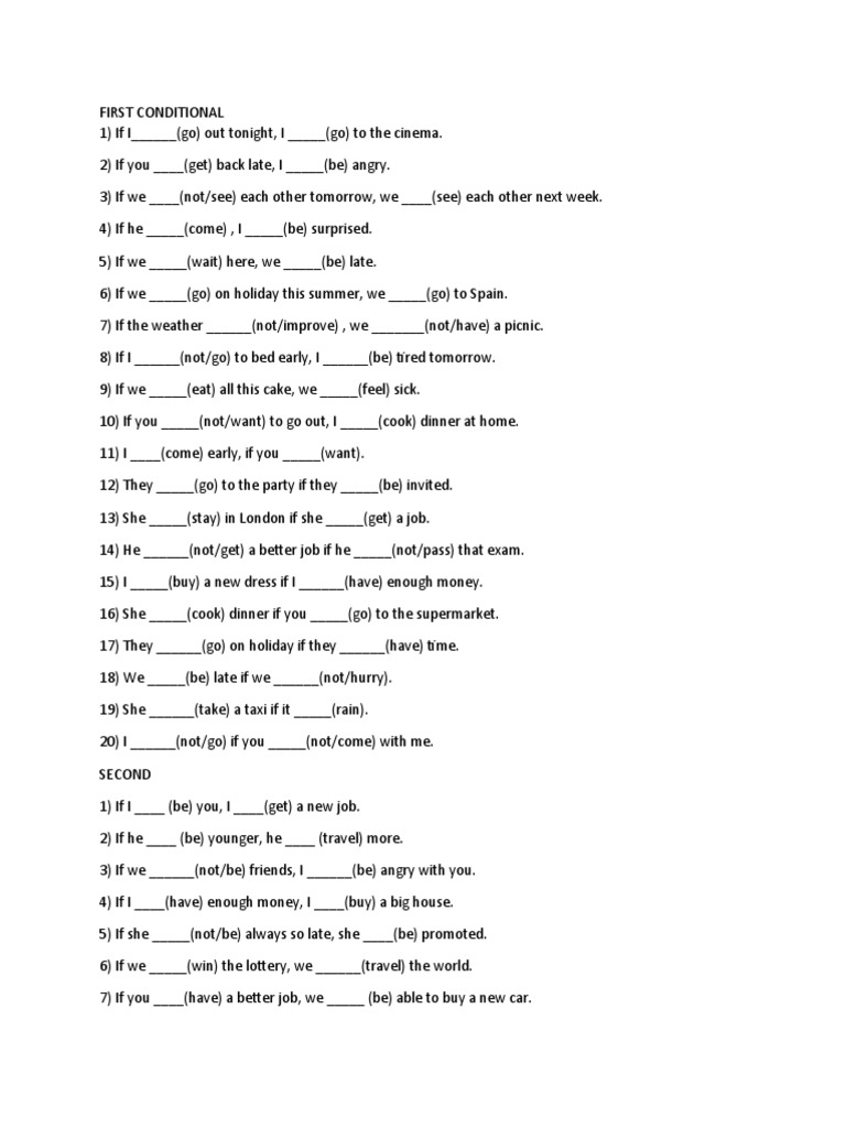 First, Second, and Third Conditionals Exercises | PDF | Art