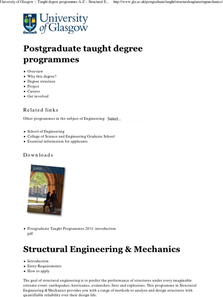 University of Glasgow __ Taught Degree Programmes aZ __ Structural