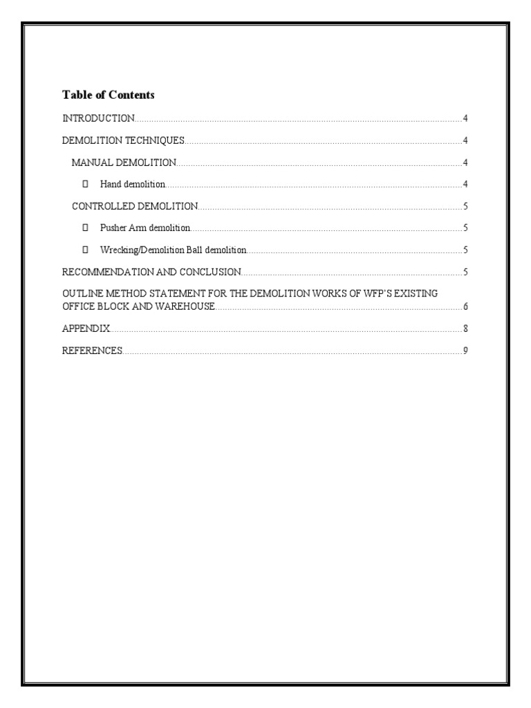 Demolition Techniques and Method Statement | PDF | Demolition | Crane ...