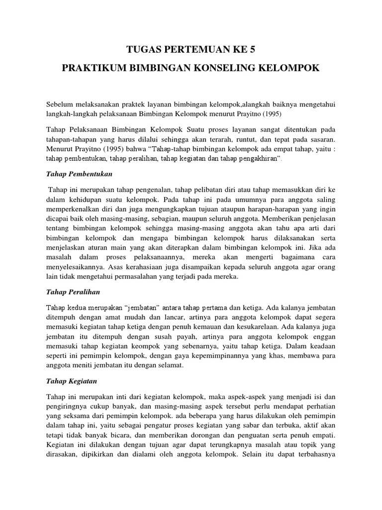 Tahapan Bimbingan Kelompok Prayitno | PDF