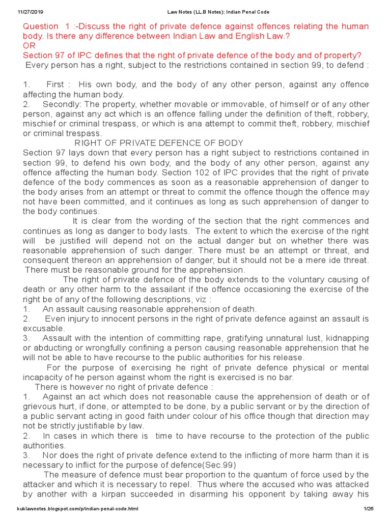 Indian Penal Code: Private Defence & Conspiracy | PDF | Defamation ...