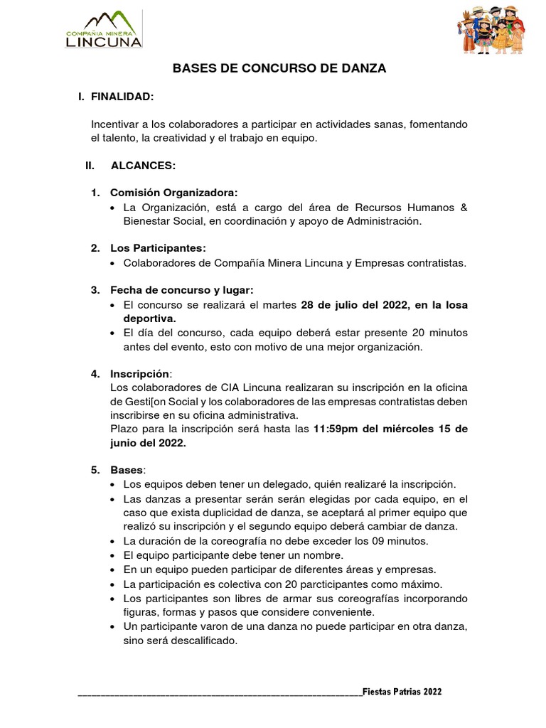 Bases de Concurso de Danzas | PDF | Bailes | Ritmo