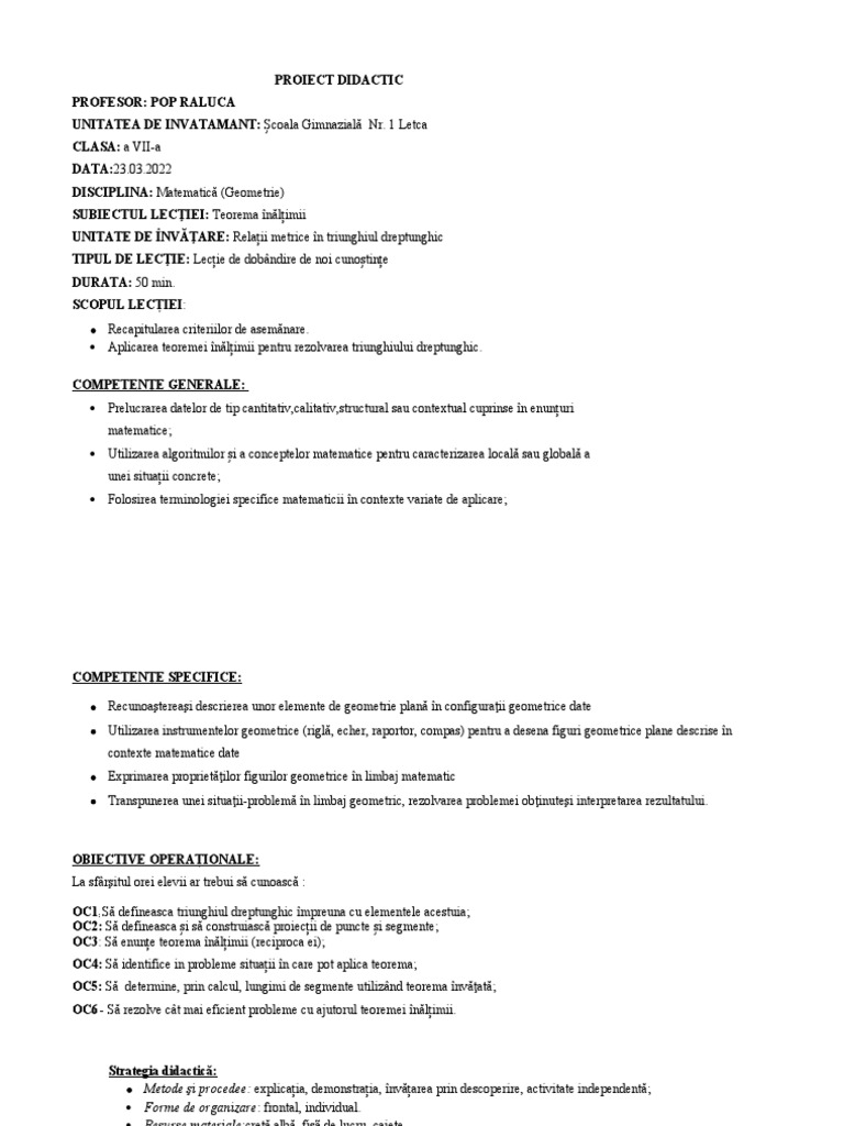 Teorema Inaltimii | PDF