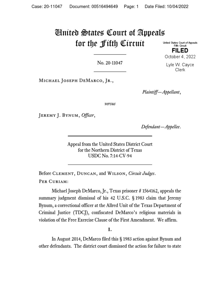 20 11047 CV0 PDF Turner V. Safley Summary Judgment