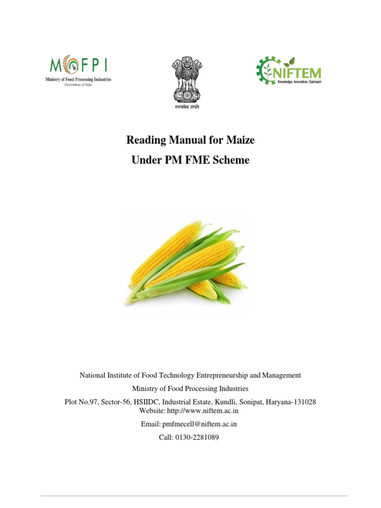 Maize Processing Manual Under PM FME | PDF | Corn Starch | Flour