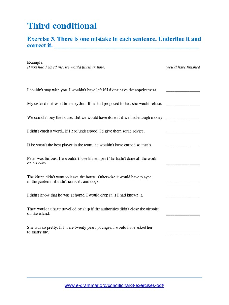 Third Conditional Exercises with Corrections | PDF