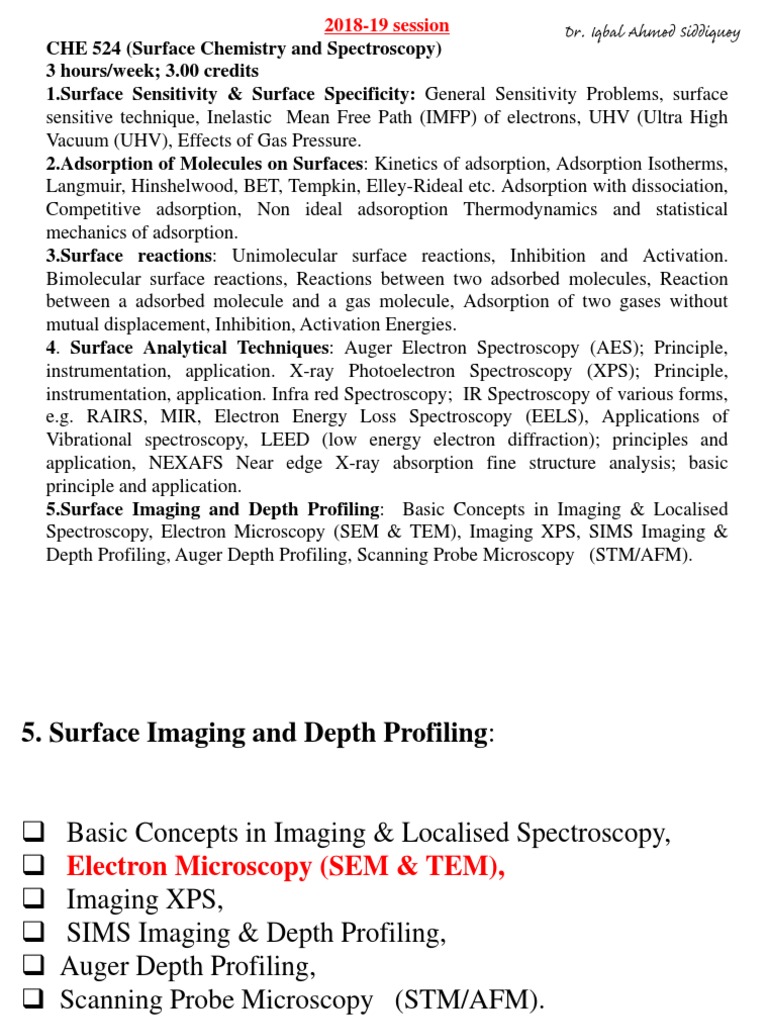 SEM Techniques in Surface Chemistry | PDF | Scanning Electron ...