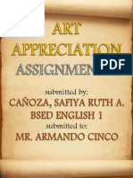Hum 1-Art Appreciation - Assignment 2 - Cañoza, Safiya - Bsed English 1