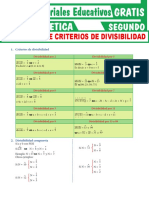 Problemas de Criterios de Divisibilidad para Segundo Grado de Secundaria