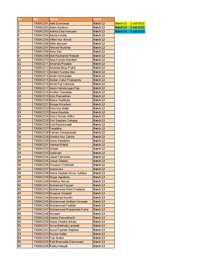 Batch List Overview | PDF