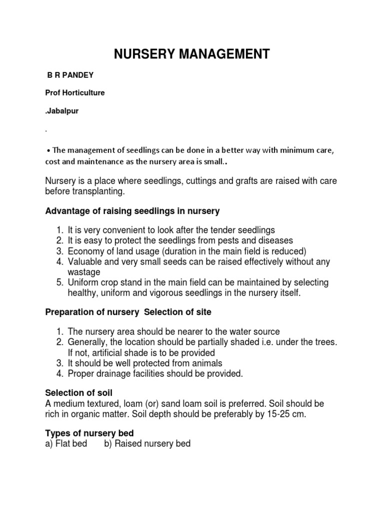 Nursery Management and Bed Types | PDF | Plant Nursery | Grafting