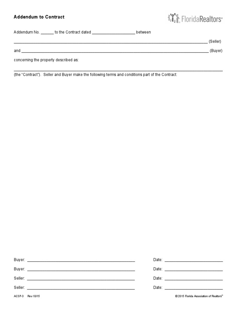 Addendum To Real Estate Contract PDF