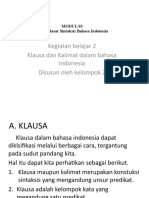 Klausa dan Kalimat dalam Bahasa Indonesia