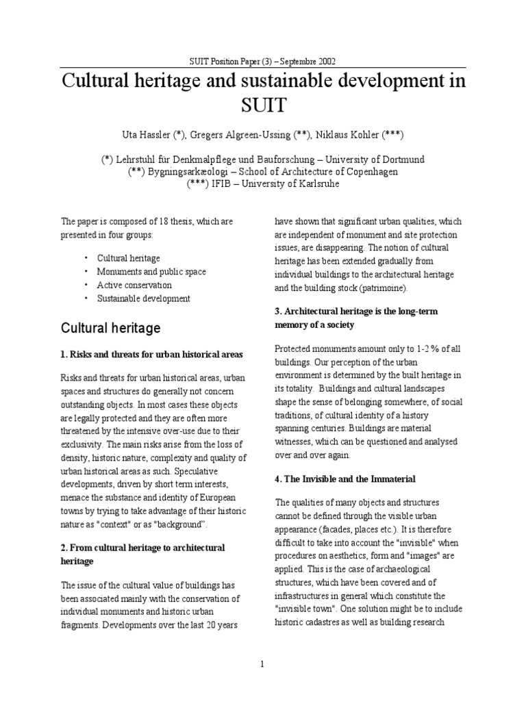 Cultural Heritage & Sustainable Development | PDF | Environmental ...