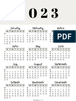 2023 Yearly Calendar Printable With Week Numbers Starting Monday Beige Free Printable Calendar SaturdayGift