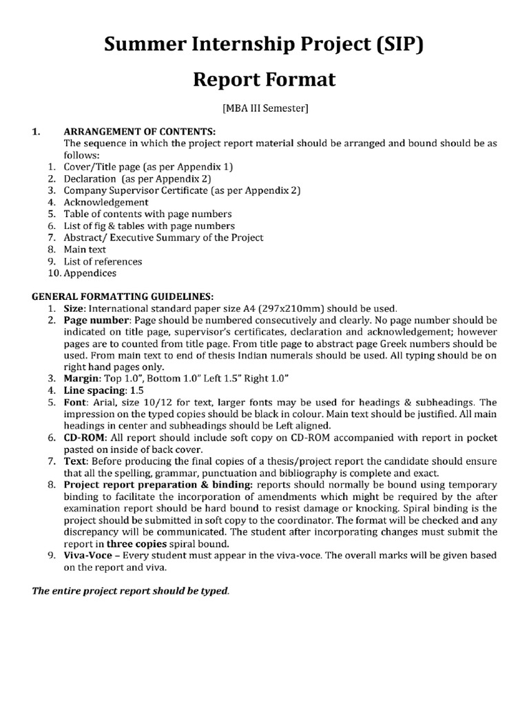 summer-internship-project-format-pdf