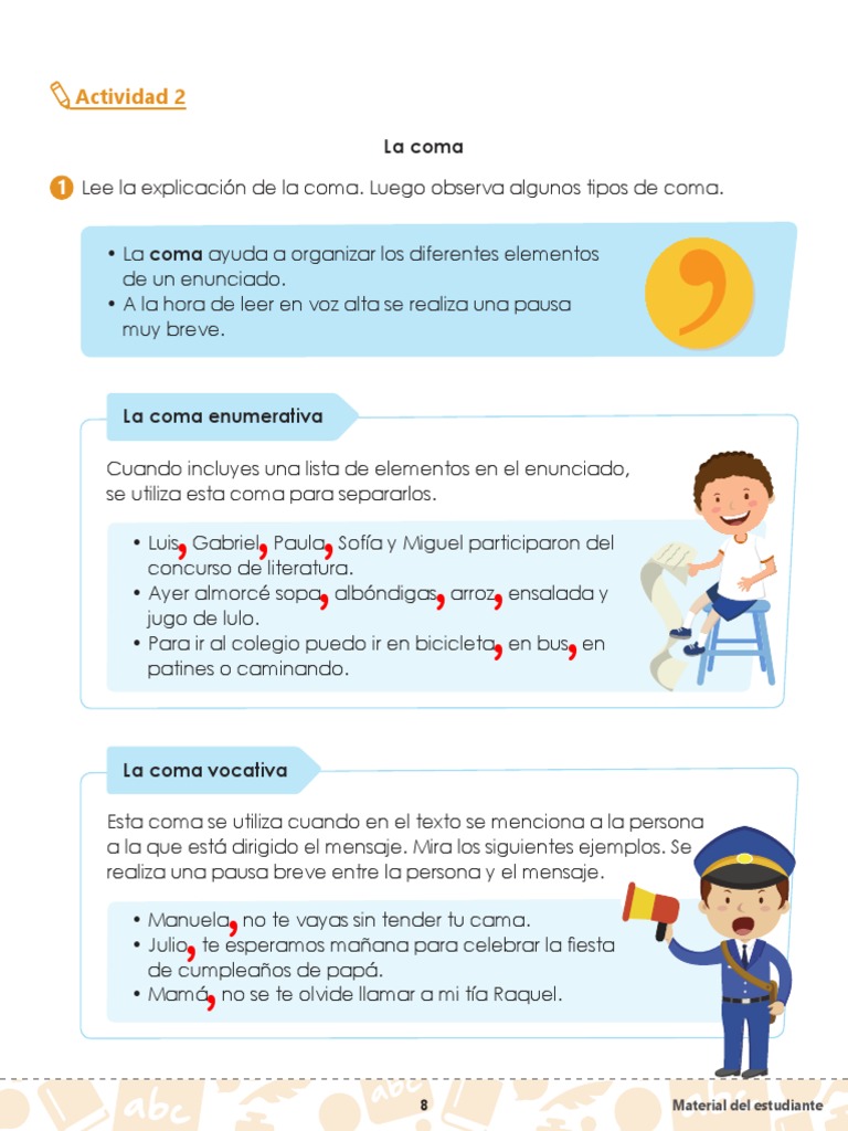 Uso de la Coma en Enunciados Cortos | PDF | Artes del Lenguaje y ...