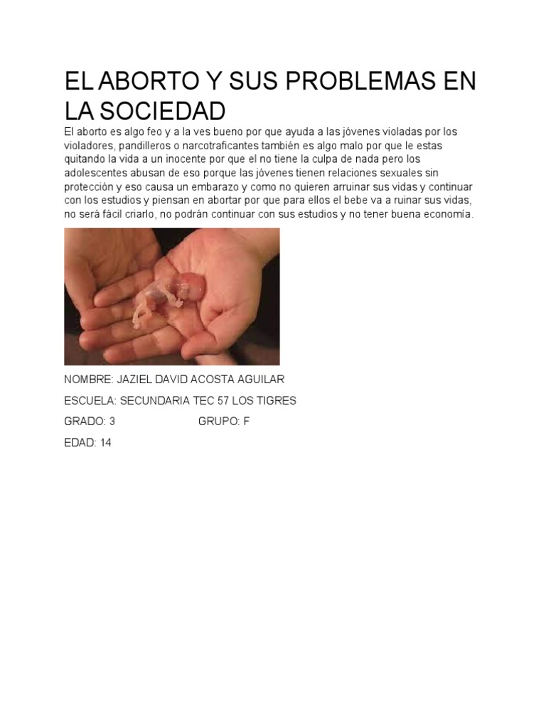 El Aborto y Sus Problemas en La Sociedad | PDF | Aborto | El embarazo