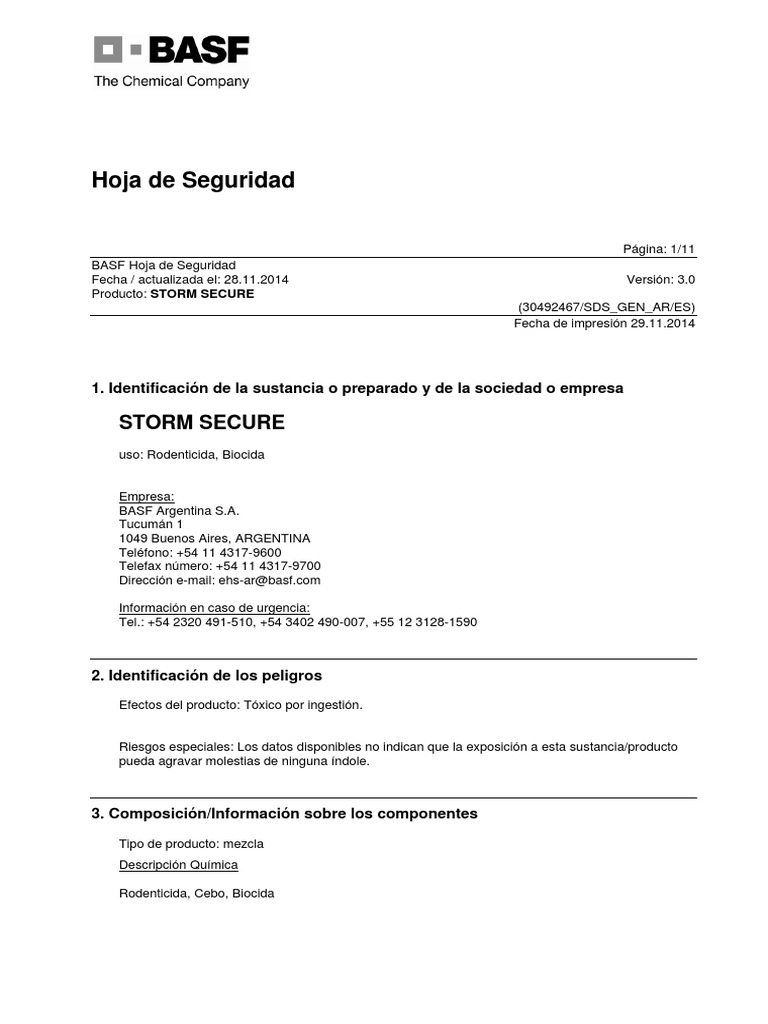 Ficha Técnica de Storm Secure BASF | PDF | Agua | Contaminación