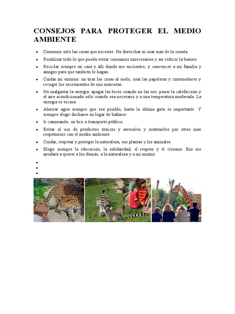 10 Consejos para Cuidar el Medio Ambiente | PDF