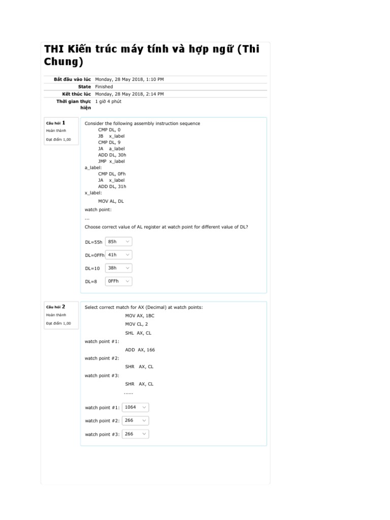 Assembly Language Exam Questions | PDF | Central Processing Unit ...