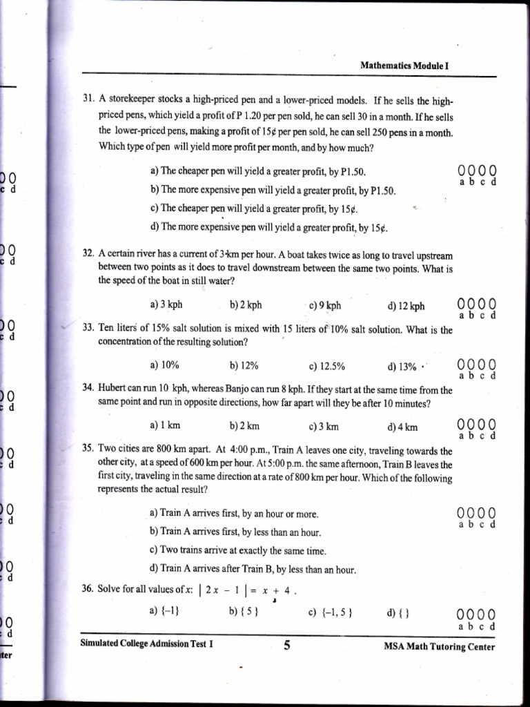 Math Problem Solving Practice Test | PDF