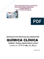 INSTRUCTIVO DE PRÁCTICAS DE QUÍMICA CLÍNICA Agosto 2021