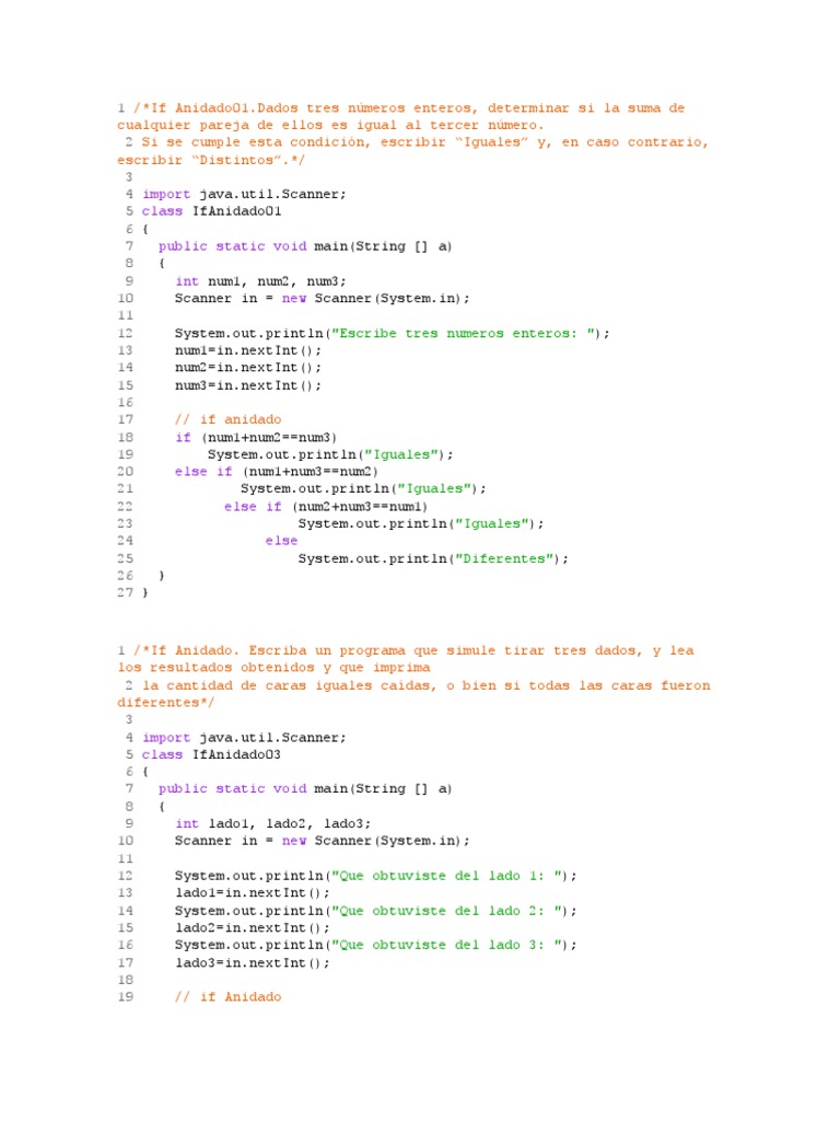 Ejercicios de If y Switch en Java | PDF | Java (lenguaje de programación)