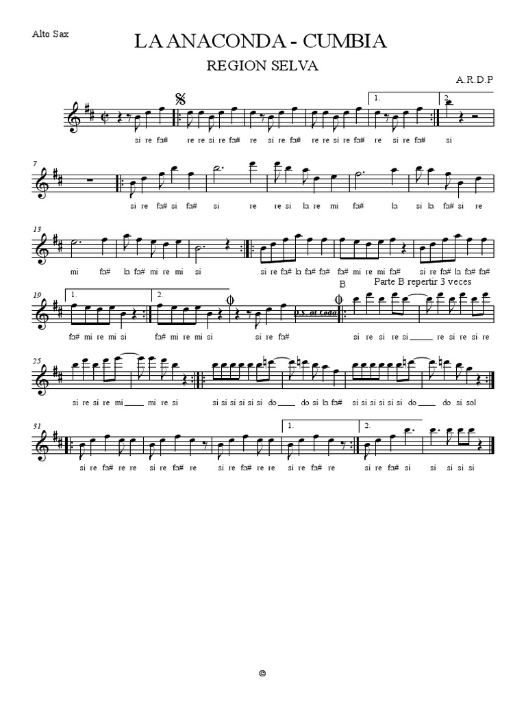 LA ANACONDA BANDA - Alto Sax | PDF