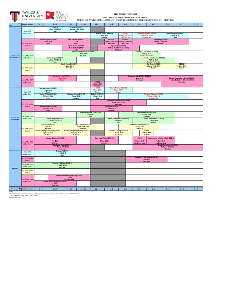 Graphic Design Course Timetable 2011 | PDF | Decorative Arts ...