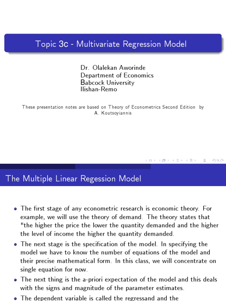 Topic 3c Multiple Regression | PDF | Linear Regression | Dependent And ...