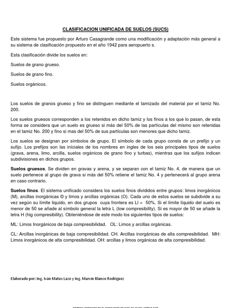 Clasificación Sucs | PDF