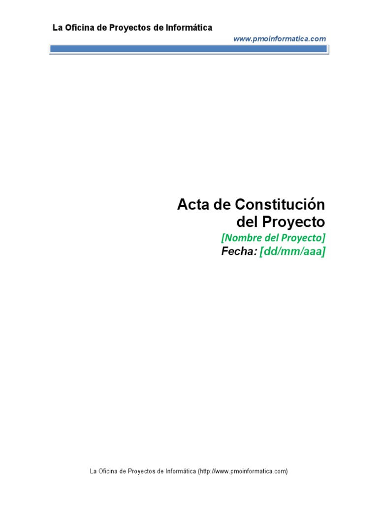 Plantilla Acta de Constitucion Del Proyecto | PDF | Presupuesto ...