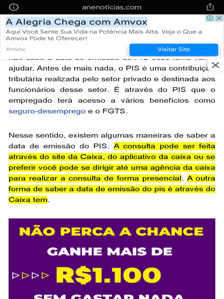 Como Saber A Data de Emissão Do Pis - Veja Agora! | PDF