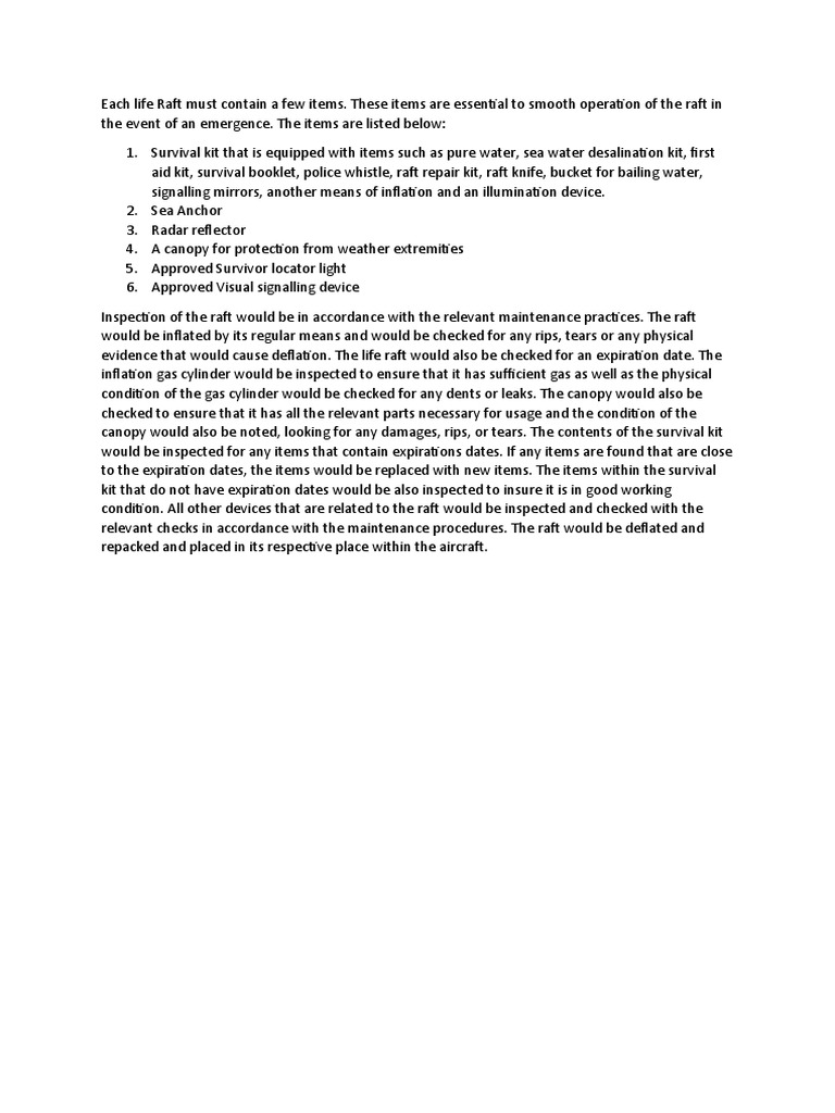 Essential Life Raft Maintenance Checklist | PDF | Equipment ...
