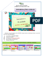 Escola Nova Cultural: Calendário e informações da 2a unidade 2021