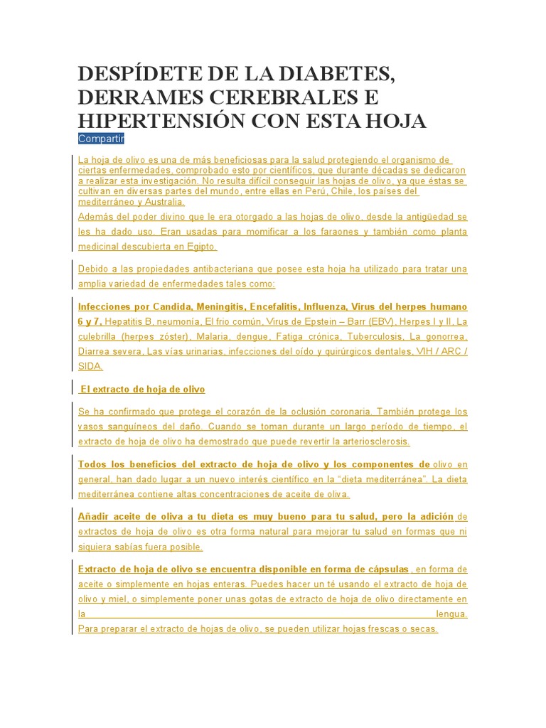 Despídete de La Diabetes, Derrames Cerebrales e Hipertensión Con Esta
