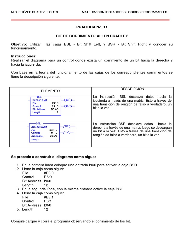 Práctica de Corrimiento de Bits en PLC | PDF | Poco | Informática