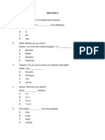 10-question quiz on English grammar and comprehension passage