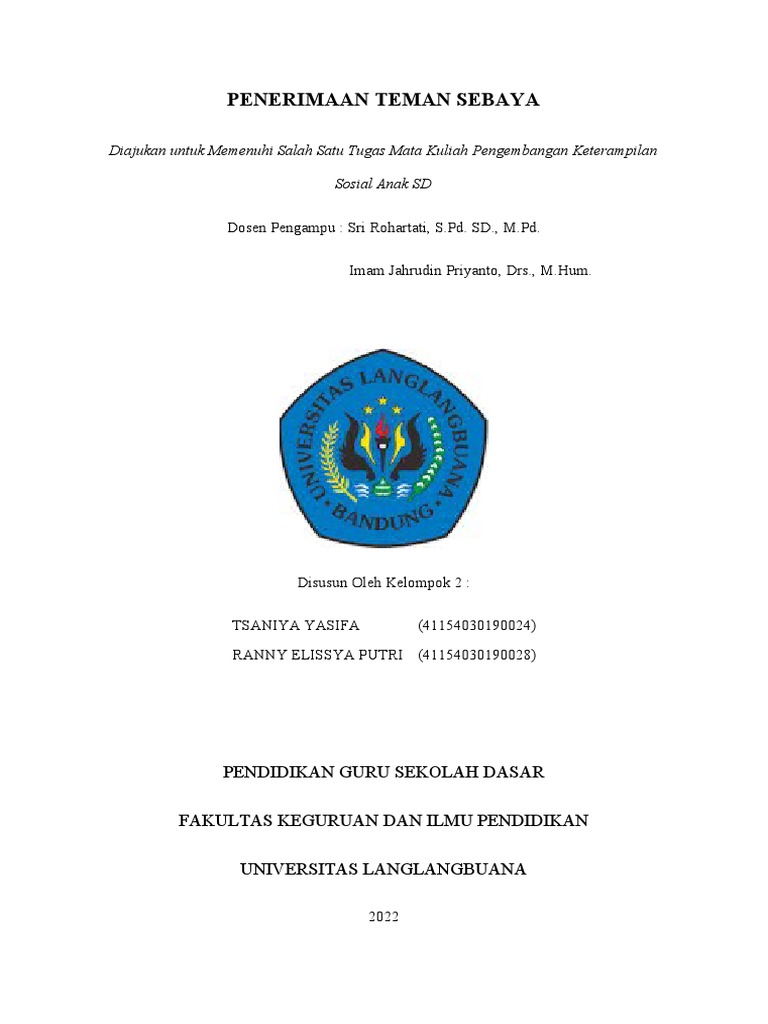 Pengertian dan Ciri Teman Sebaya | PDF