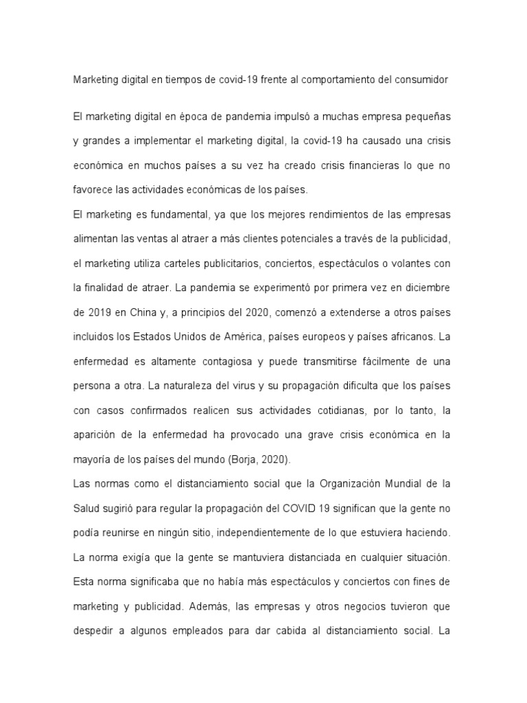 Marketing Digital en Tiempos de Covid | PDF | Marketing | Comportamiento